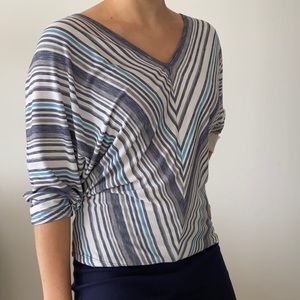 Stretchy navy striped blouse